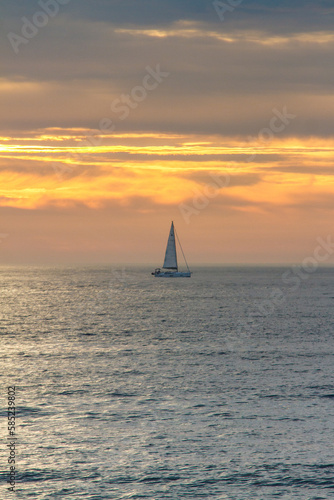 Sunrise on Copacabana Beach in Rio de Janeiro.