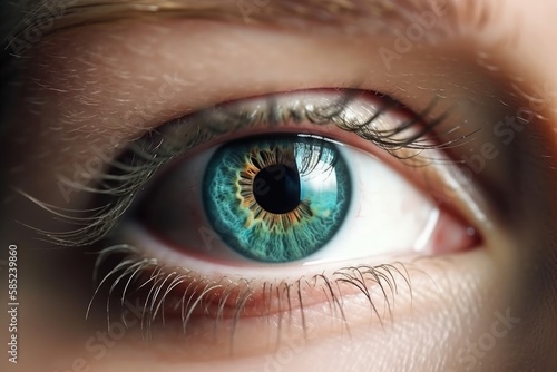closeup of a beautiful bluegreen eye photo