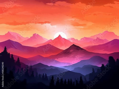 Sunrise over Mountain Range