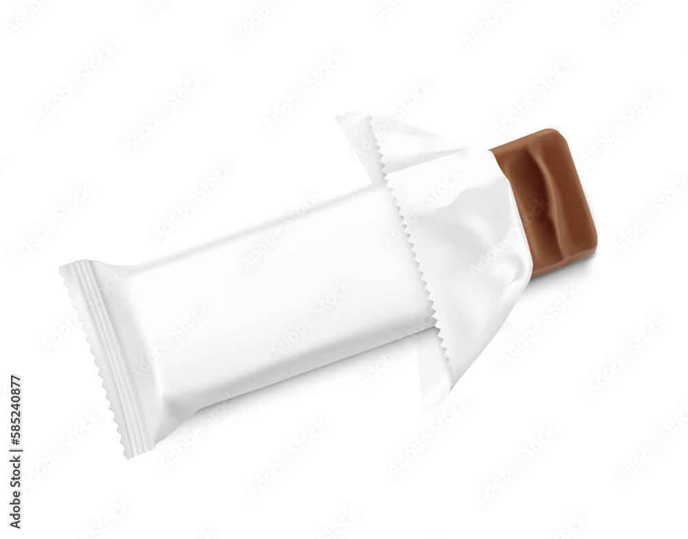 Torn realistic packaging bar mockup. Vector illustration isolated on white background. Flat lay. Can be use for template your design, presentation, promo, ad. EPS10. Torn realistic packaging bar mockup. Vector illustration isolated on white background. Flat lay. Can be use for template your design, presentation, promo, ad. EPS10.