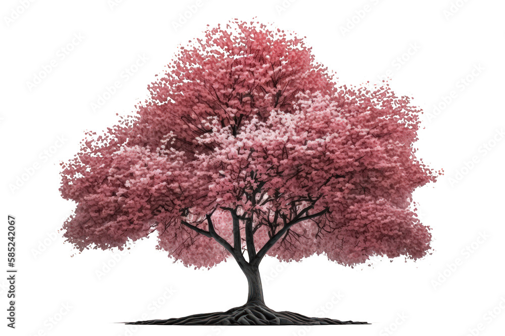 Fototapeta premium This image features a stunning cherry tree set against a transparent background, allowing the intricate details of the tree to stand out.Generative AI