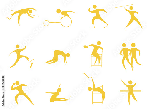 障がい者の陸上競技のアイコンセットです。