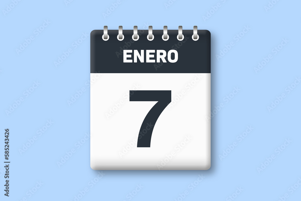 7 de enero - fecha calendario pagina calendario - septimo dia de enero sobre fondo azul 7 de enero - fecha calendario pagina calendario - septimo dia de enero sobre fondo azul