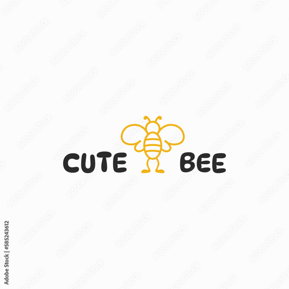 cute bee symbol logo design vector ideas for t-shirt business, and farming community isolated on white background. 