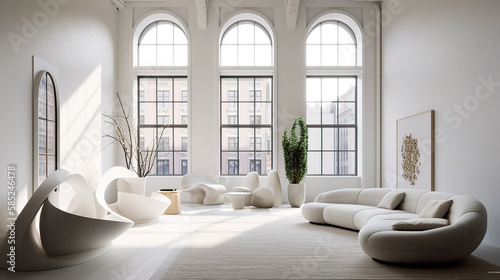 Aesthetic minimalist white modern living room  Edited Generative AI 