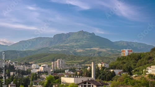 Timelapse with a view of the mountain Demerdzhi in the crimea photo