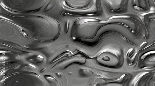 metal liquid wave flow background  abstract silky satin metallic texture chrome black and white wallpaper  3d rendered smooth transition shiny aluminum seamless  generative ai