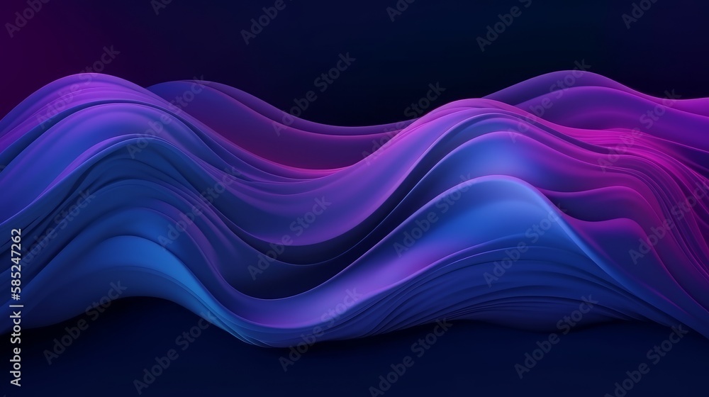 A background of waving silk fabric in blue and purple. Generative AI. A background of waving silk fabric in blue and purple. Generative AI.