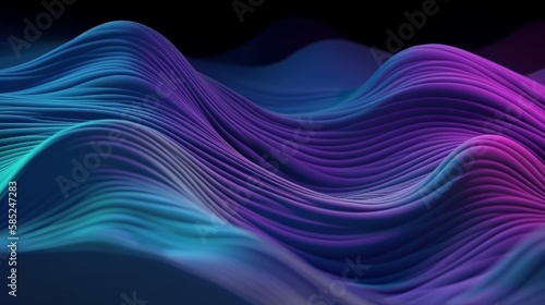 A background of waving silk fabric in blue and purple. Generative AI. 