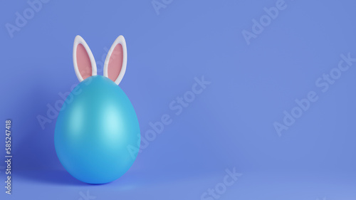 3D illustration of an easter egg with bunny ears