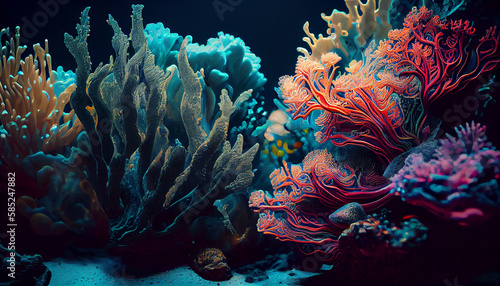 Fototapeta Naklejka Na Ścianę i Meble -  Beautifiul underwater panoramic view with tropical fish and coral reefs