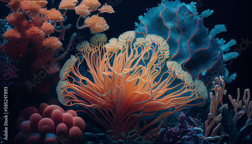 Fototapeta Naklejka Na Ścianę i Meble -  Beautifiul underwater panoramic view with tropical fish and coral reefs