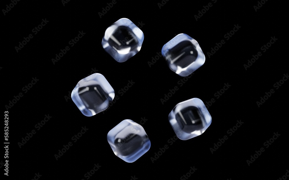 Transparent crystal cube isolated on black background, abstract glass 3d rendering Transparent crystal cube isolated on black background, abstract glass 3d rendering