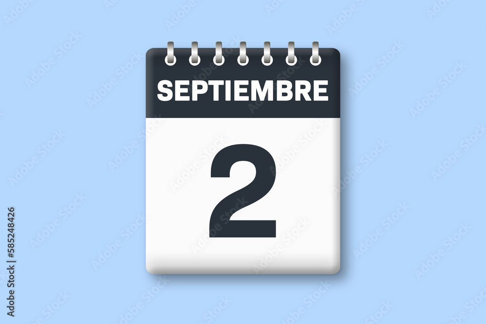 2 de septiembre - fecha calendario pagina calendario - segundo dia de septiembre sobre fondo azul 2 de septiembre - fecha calendario pagina calendario - segundo dia de septiembre sobre fondo azul