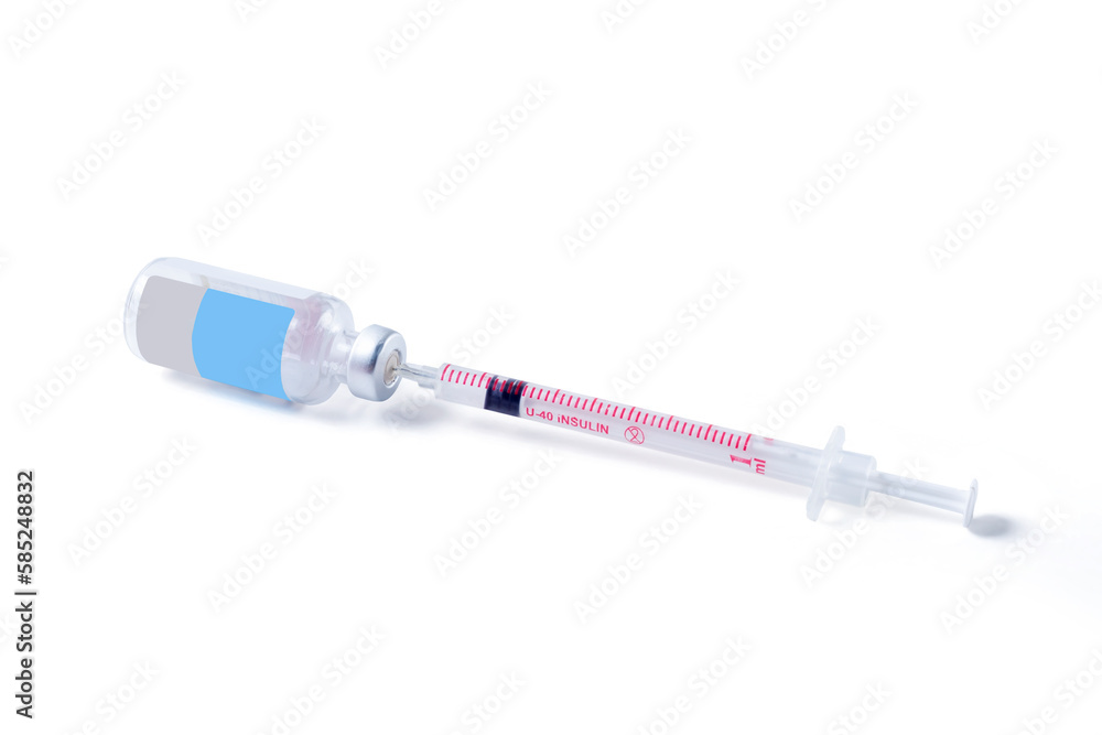 Vaccine vial and syringe isolated on white background. Coronavirus Vaccine. Vaccine vial and syringe isolated on white background. Coronavirus Vaccine.