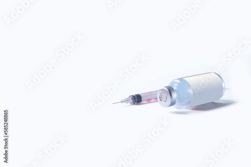 Vaccine vial and syringe isolated on white background. Coronavirus Vaccine.