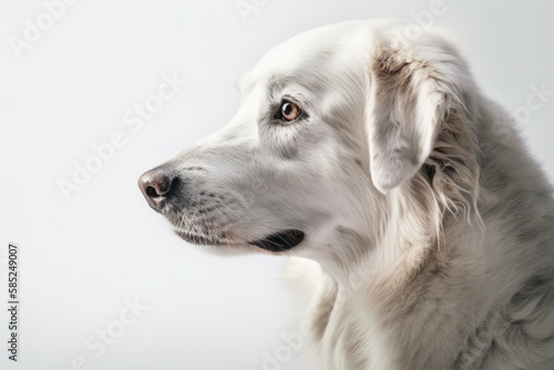 Faithful and Loyal Dog Sitting on White Studio Background