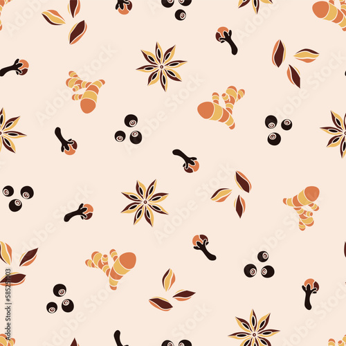 Pumpkin Pie Spices Seamless Vector Repeat Pattern