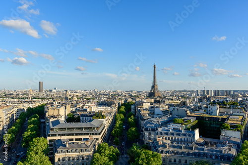 The Eiffel Tower and the Chaillot Trocadero district, Europe, France, Ile de France, Paris, in summer, on a sunny day. © Florent