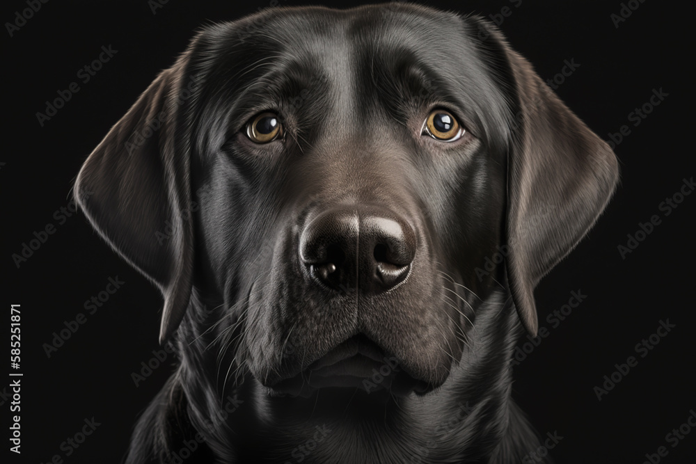 Generative AI. Black labrador retriever close-up. Portrait of a dog Generative AI. Black labrador retriever close-up. Portrait of a dog