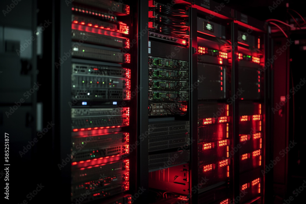 Server Rack in the Data Center. Generative AI. Server Rack in the Data Center. Generative AI.