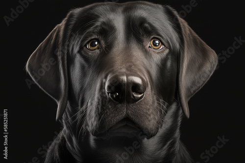 Generative AI. Black labrador retriever close-up. Portrait of a dog © britaseifert
