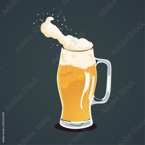 mug of wheat unfiltered beer with foam in vector 