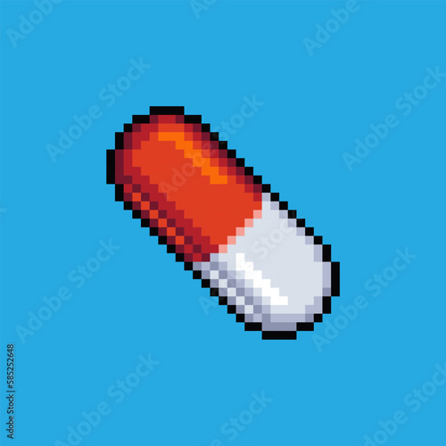 Pixel art illustration capsule pill. Pixelated pills. medical capsule pills pixelated
for the pixel art game and icon for website and video game. old school retro.