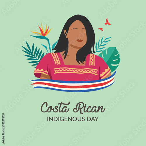VECTORS. Costa Rican Indigenous Day or Aboriginal Day, April 19