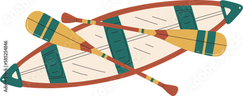 Canoe Boat With Oars