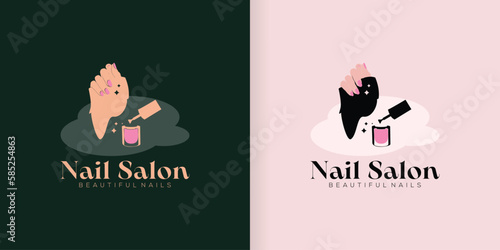 collection of nail logo design templates with creative abstract style