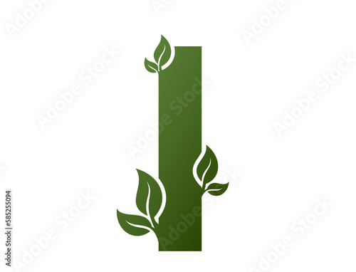 green lowercase letter l with leaves icon. creative eco logo. nature and environment design element