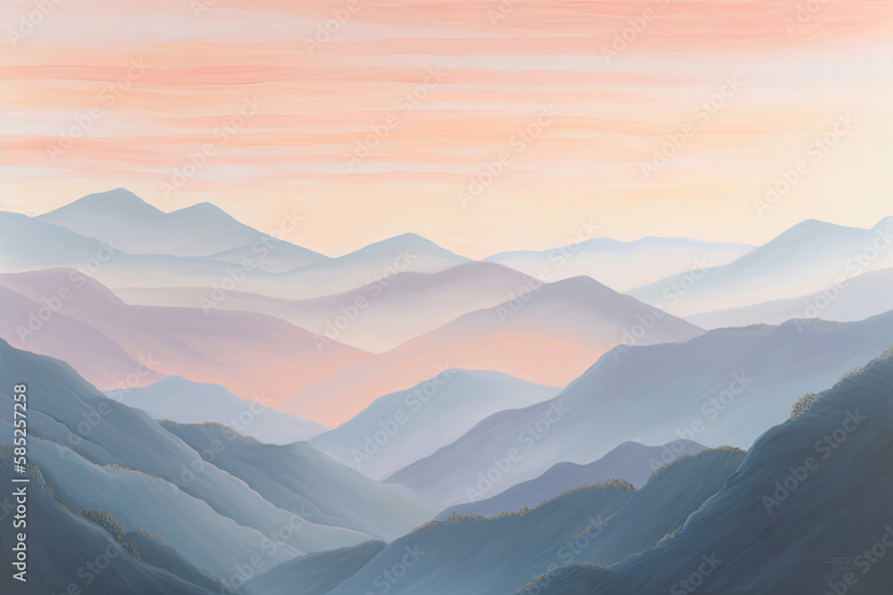 A serene sunset over a mountain range, with the sun dipping behind the peaks - made with AI
