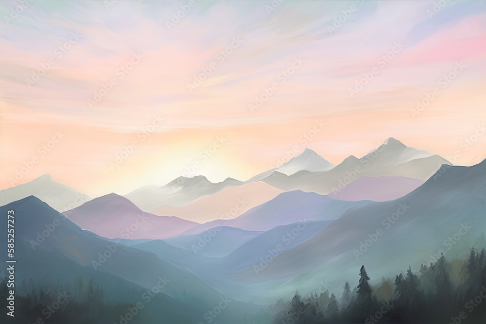 A serene sunset over a mountain range, with the sun dipping behind the peaks - made with AI