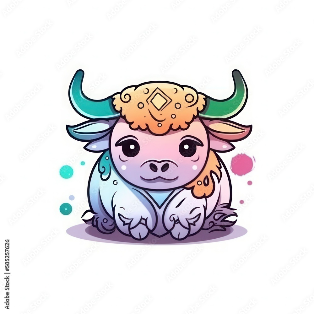 Kawaii Zodiac Sign Taurus on White Background. Best for Printing Design. Generative AI Kawaii Zodiac Sign Taurus on White Background. Best for Printing Design. Generative AI