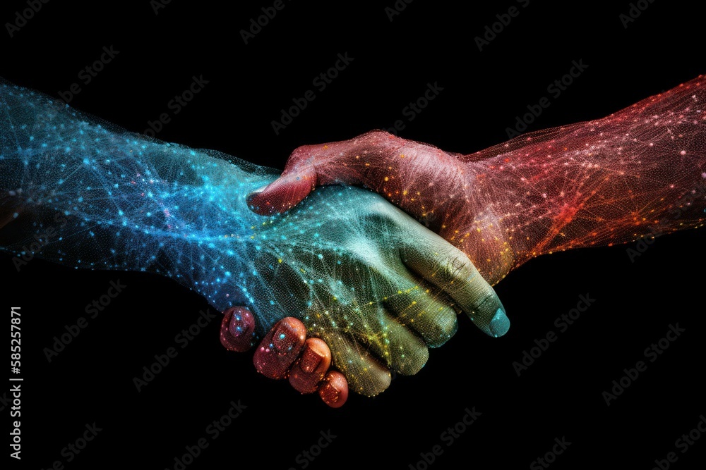 Visualization of virtual shaking hands. Handshake deal symbol. Business