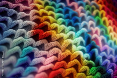 Element in the style of the LGBT rainbow flag crocheted. Background with selective focus. AI generated © top images
