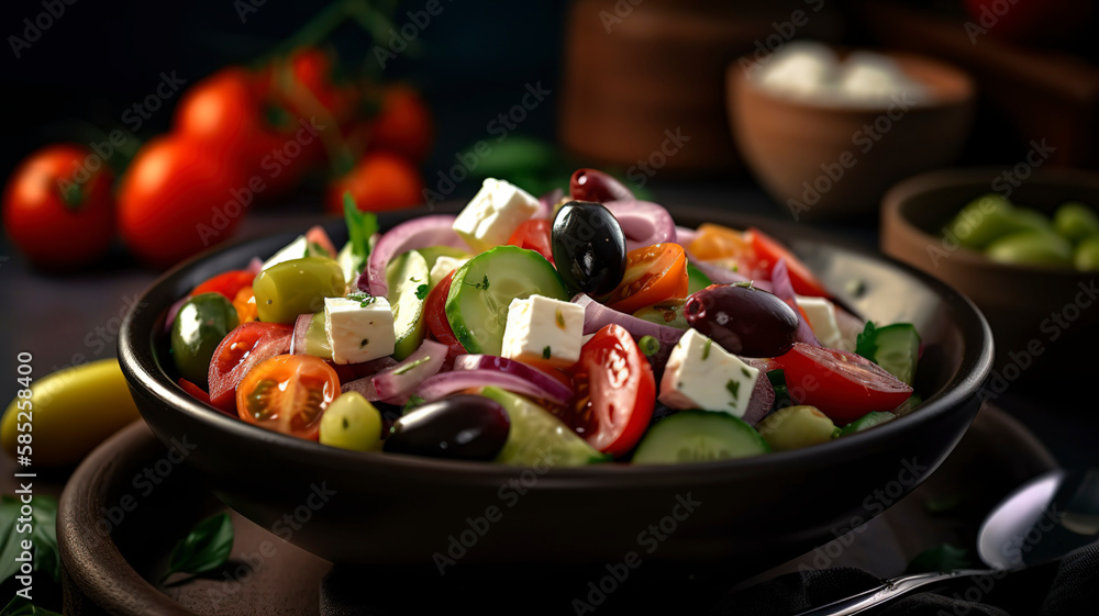 Satisfy Your Cravings with This Classic Greek Salad Featuring Feta Cheese and Olives