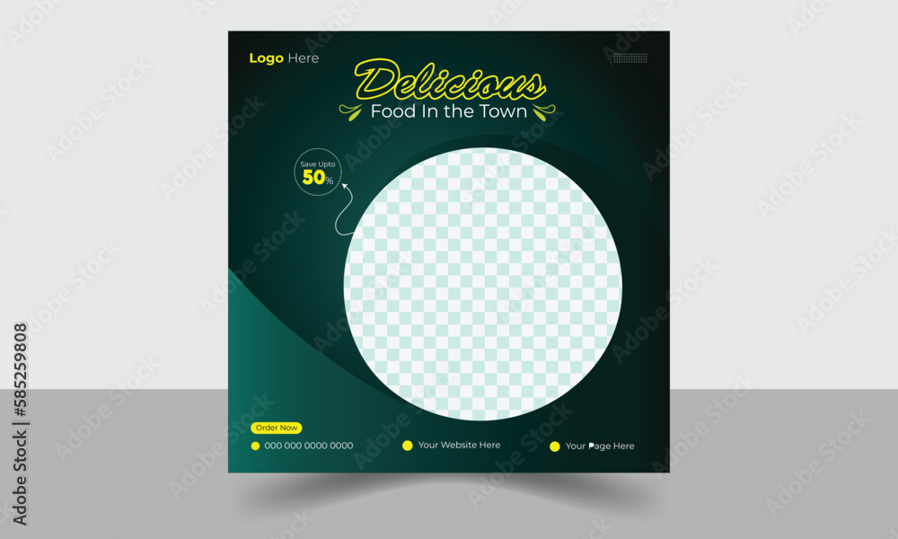 Food social media banner design template, Square size, fast food restaurant business marketing social media post or web banner template design with abstract background, logo and icon. Fresh pizza, bur Food social media banner design template, Square size, fast food restaurant business marketing social media post or web banner template design with abstract background, logo and icon. Fresh pizza, bur