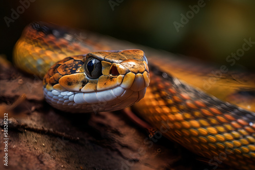 Close up of a snake, AI generation
