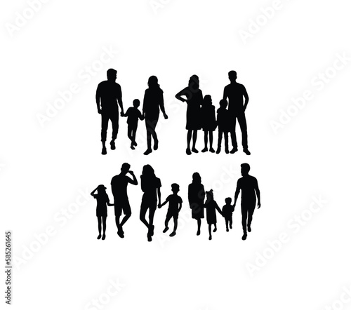 Family Activity Silhouettes  art vector design 