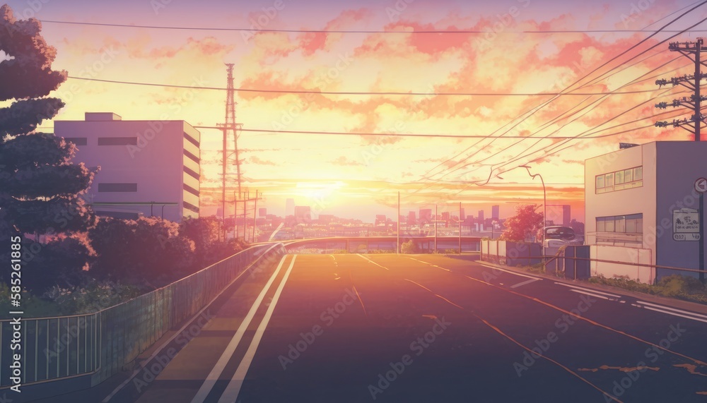 City & Sunset Anime Background Wallpapers - Anime Wallpapers