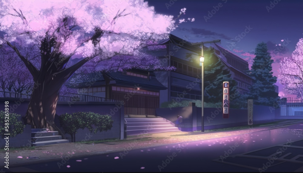 night city street scene anime background wallpaper
