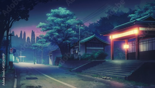 night traffic in the dark city anime background wallpaper