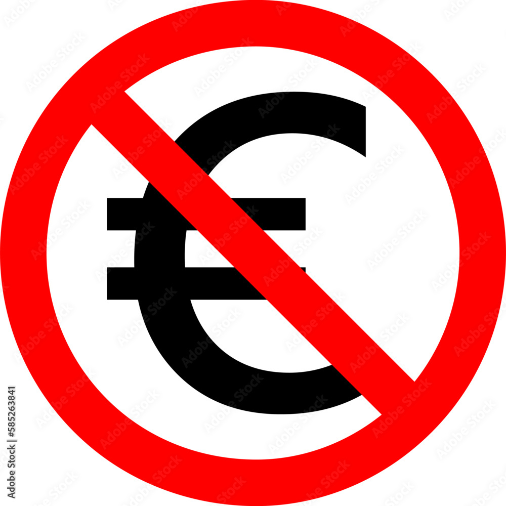Euro not available. Euro sign and red stop sign on white background..eps Euro not available. Euro sign and red stop sign on white background..eps