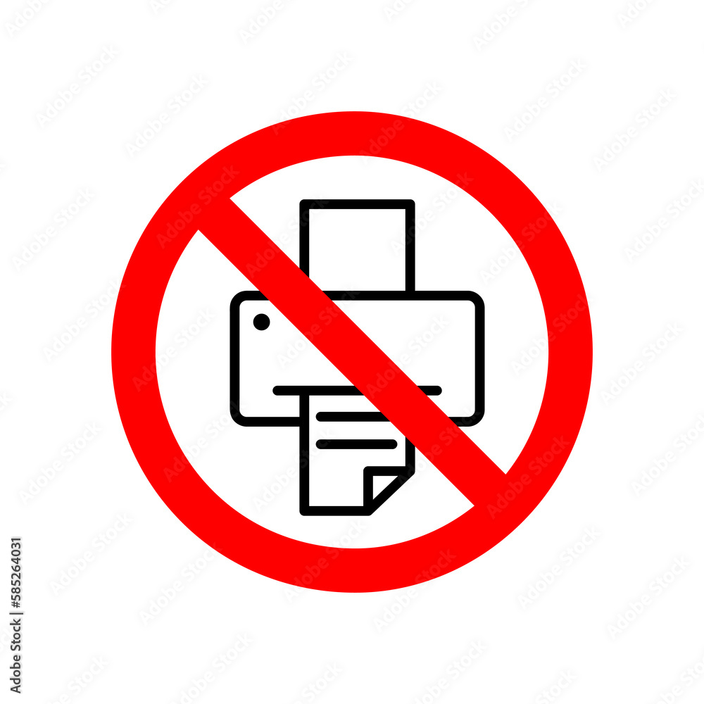 No Print sign icon. Printing symbol. Print button. Red prohibition sign..eps No Print sign icon. Printing symbol. Print button. Red prohibition sign..eps
