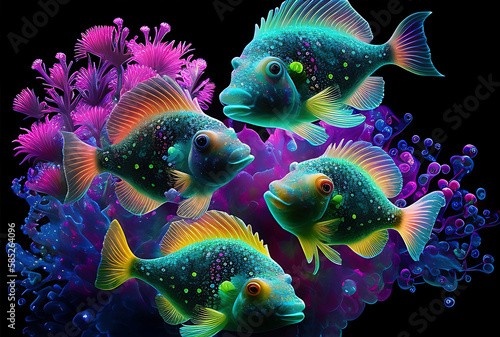 Fish, different colors - Created with Generative AI Technology