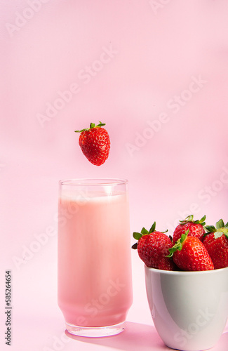 strawberry milk in a glass