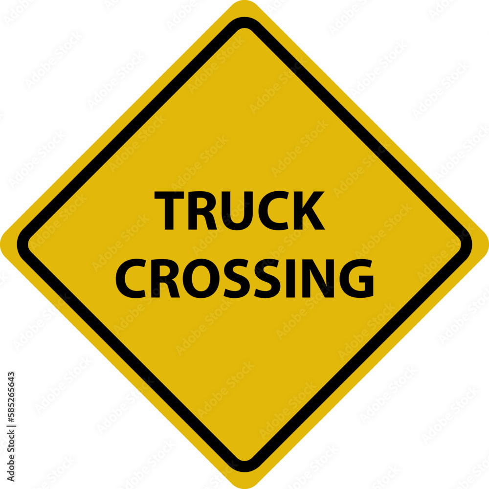 Truck Crossing Sign flat illustration on white background..eps Truck Crossing Sign flat illustration on white background..eps