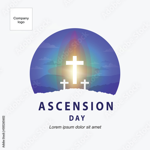 simple jesus ascension day greetings with illustrations inside the semicircle symbol